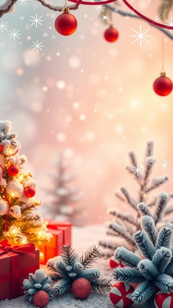 Aesthetic Christmas Wallpaper for YouTube Aesthetic Christmas wallpaper with a winter scene, snowflakes, and festive decorations for YouTube.